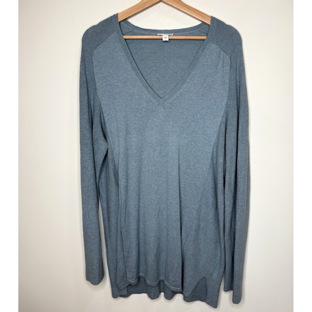 J. Jill Knit Tunic Sweater XL Blue V Neck Pullover Lounge Lightweight Coastal - Picture 1 of 5